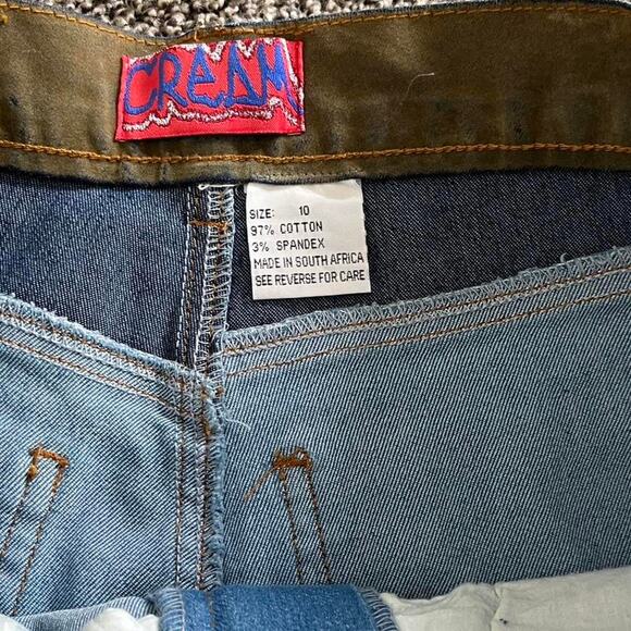 Nwt deadstock vintage flare cream brand denim and suede jeans - Picture 7 of 8